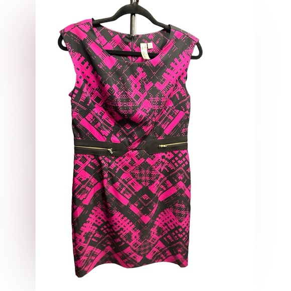 Emma & Michele Pink and Black Midi Dress - Picture 3 of 9